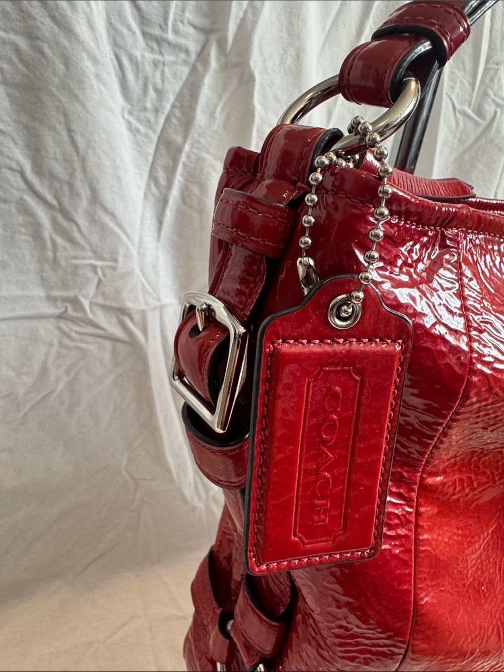 Coach Red Patent Leather Shoulder Hobo - Picture 3 of 9